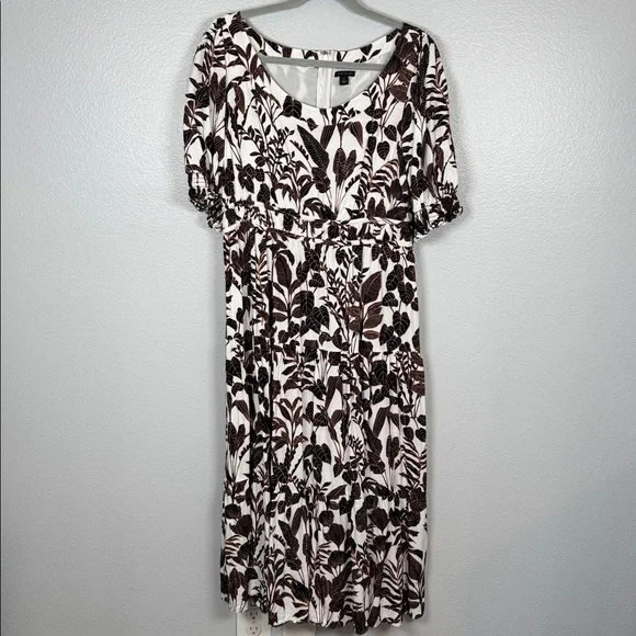 Ann Taylor Tropical Foliage Tiered Puff Sleeve Maxi Dress size 10 - Picture 2 of 10